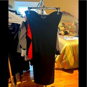 Nicole Miller / hot sweetheart strapless cotton fitted black dress